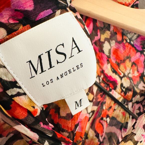 MISA LOS ANGELES Red & Purple Floral Ruffle Blouse Top – Medium - Picture 9 of 12